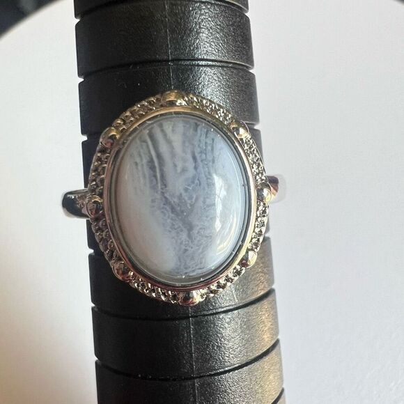 Blue Lace Agate Ring Size 7 Adjustable - Picture 5 of 13